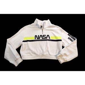 NASA Women's Cropped White Sweatshirt Size S